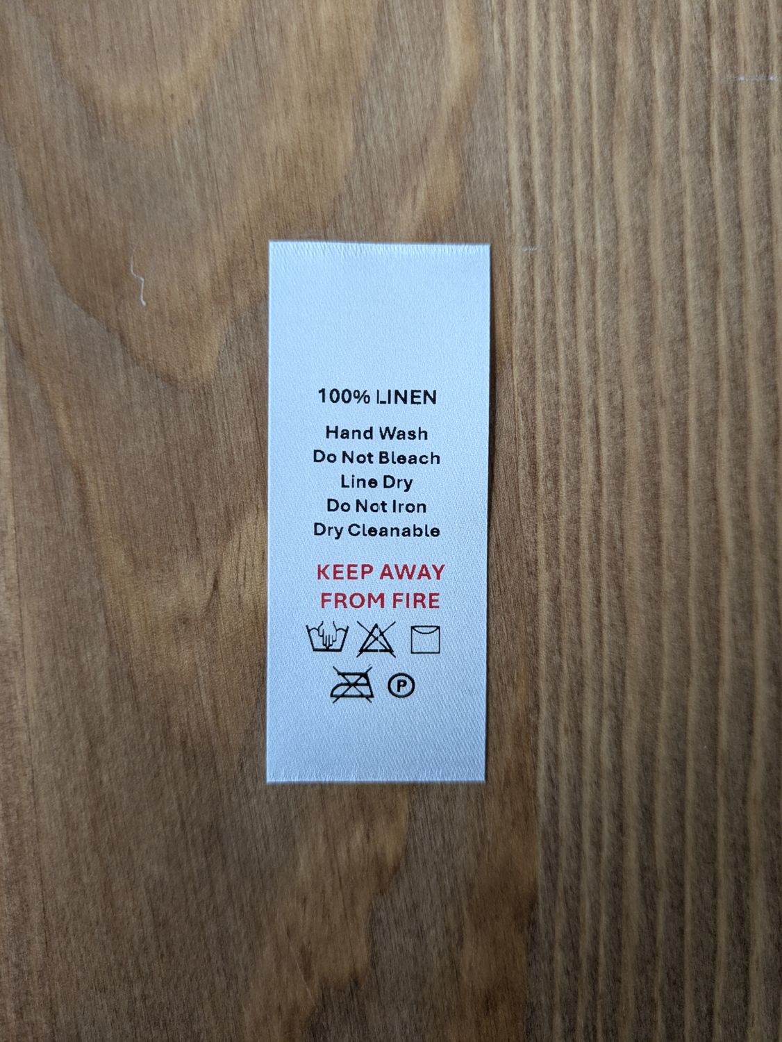 100% Linen Labels – Printed Garment &amp; Care Tags