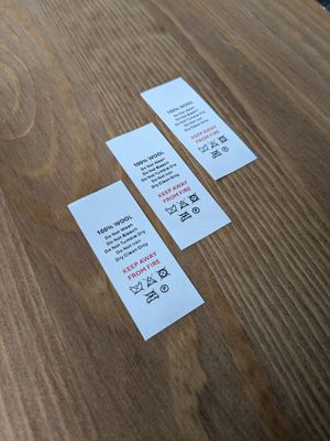 100% Wool Labels – Printed Fabric & Care Tags