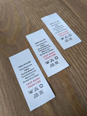 100% Nylon Labels – Fabric Content &amp; Care Tags for Garments