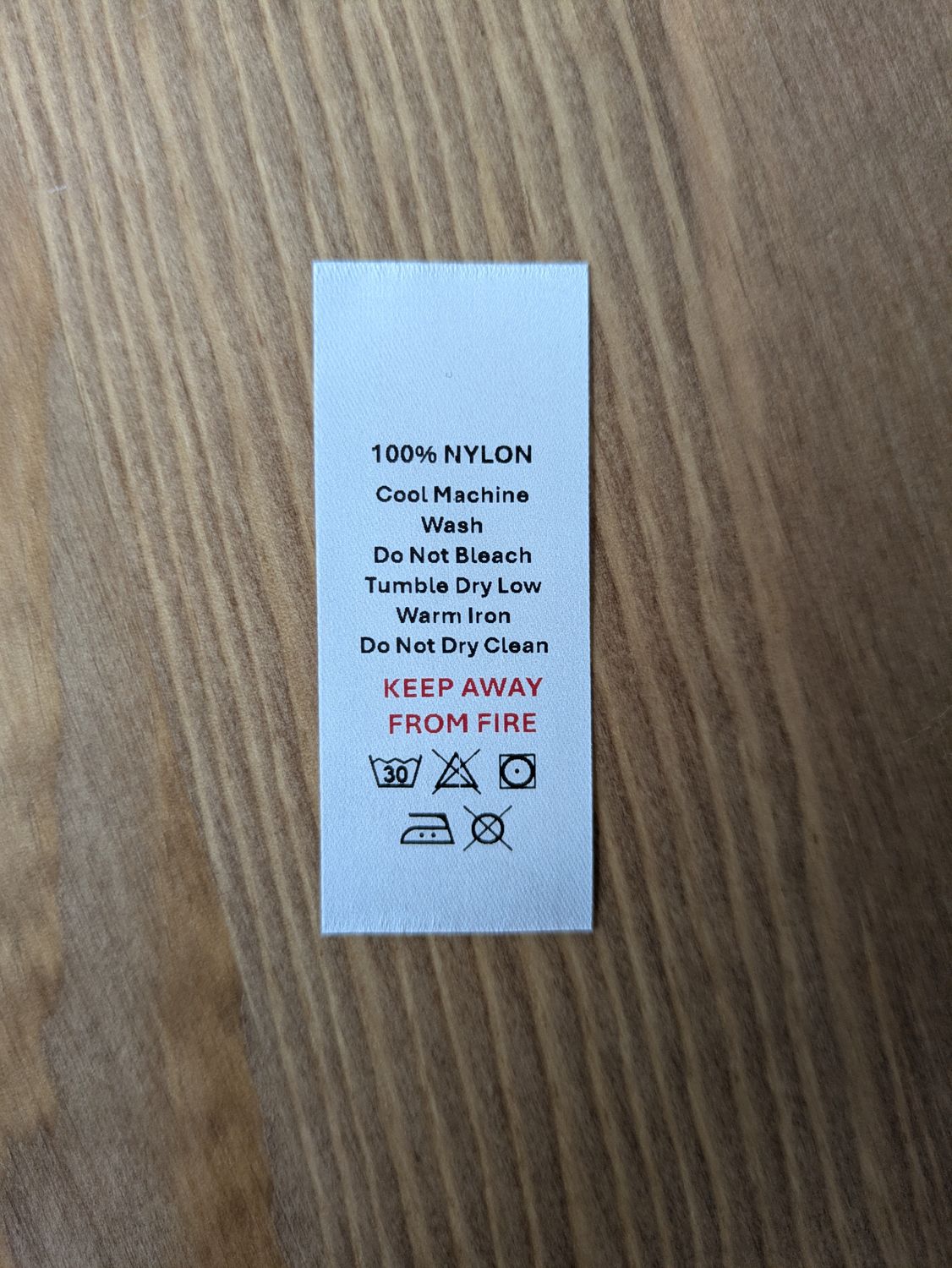100% Nylon Labels – Printed Garment &amp; Care Tags