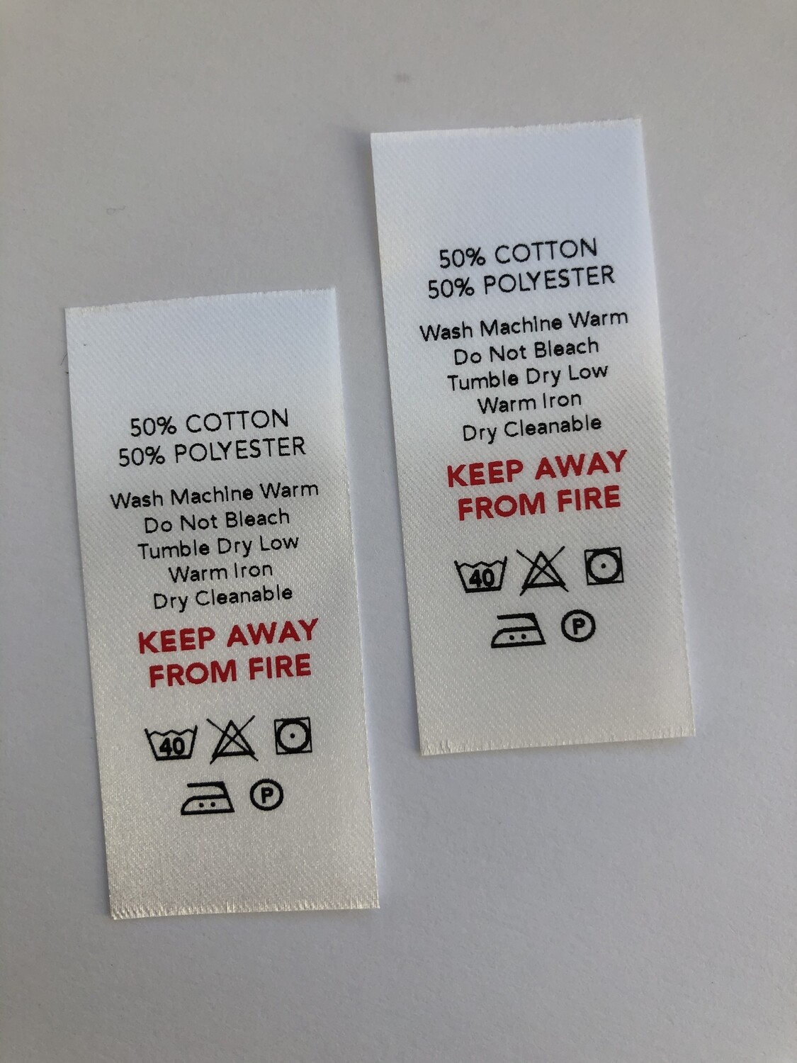 50% Cotton / 50% Polyester Labels – Printed Garment Tags