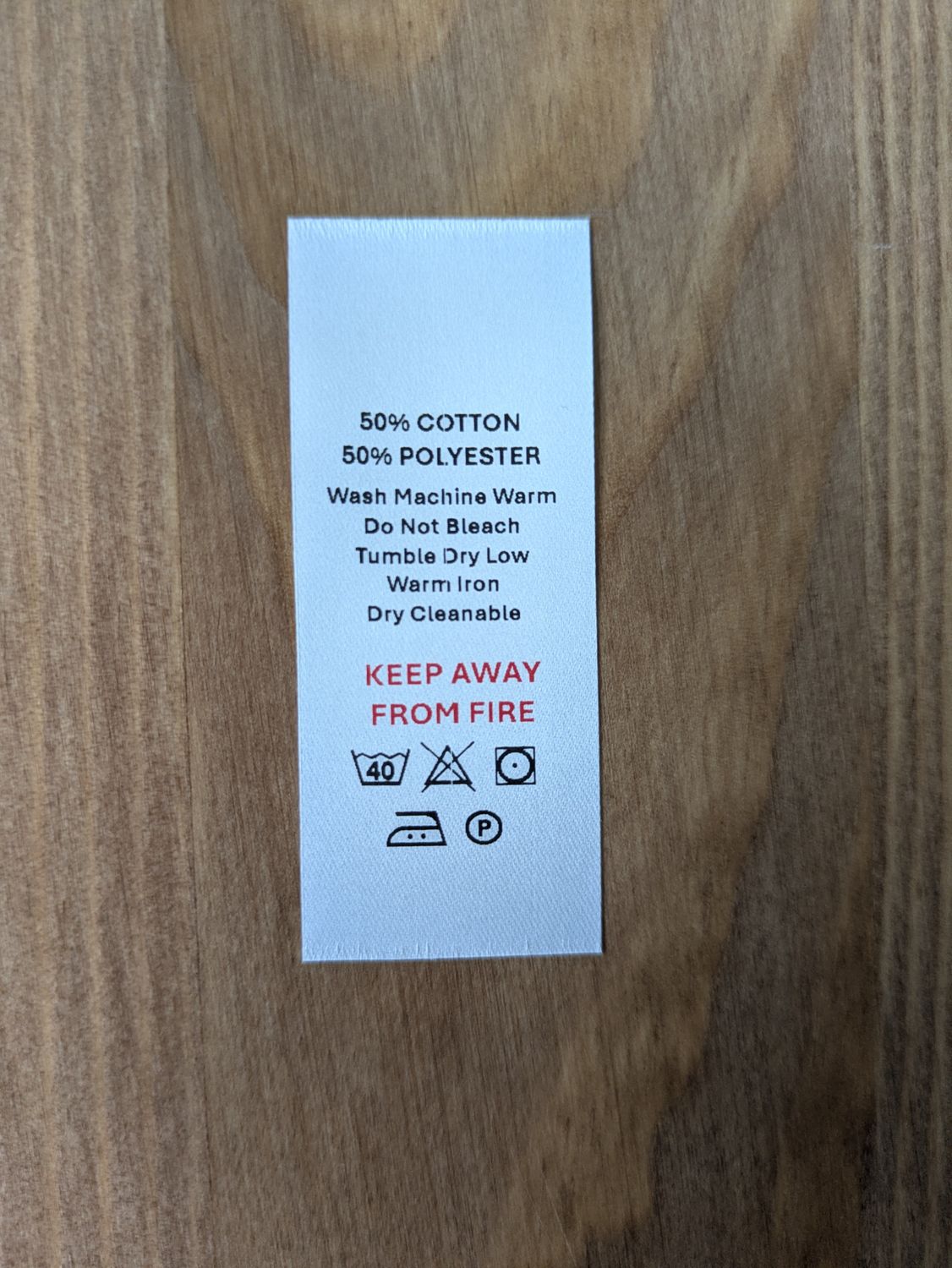 50% Cotton / 50% Polyester Labels – Fabric Content &amp; Care Tags