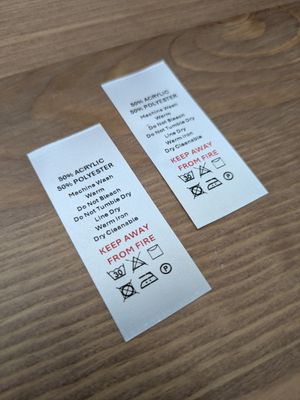 50% Acrylic, 50% Polyester – 100 Printed Garment & Care Tags