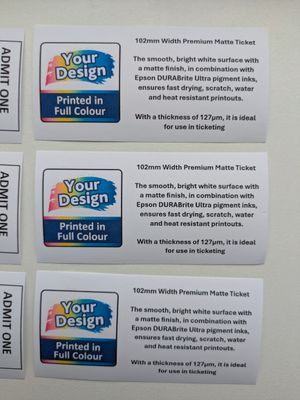 102mm Width Premium Matte Ticket