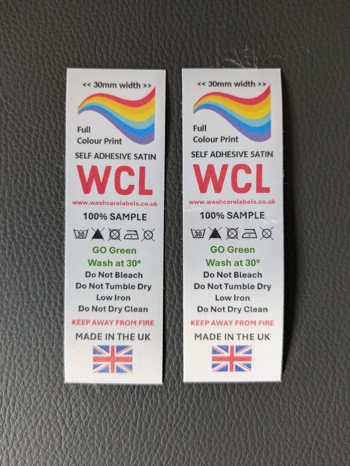 Full colour printed self adhesive satin labels