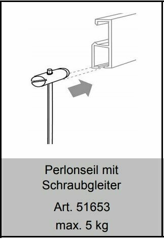 Set, Perlonseile mit Schraubgleitern, 2 m lang