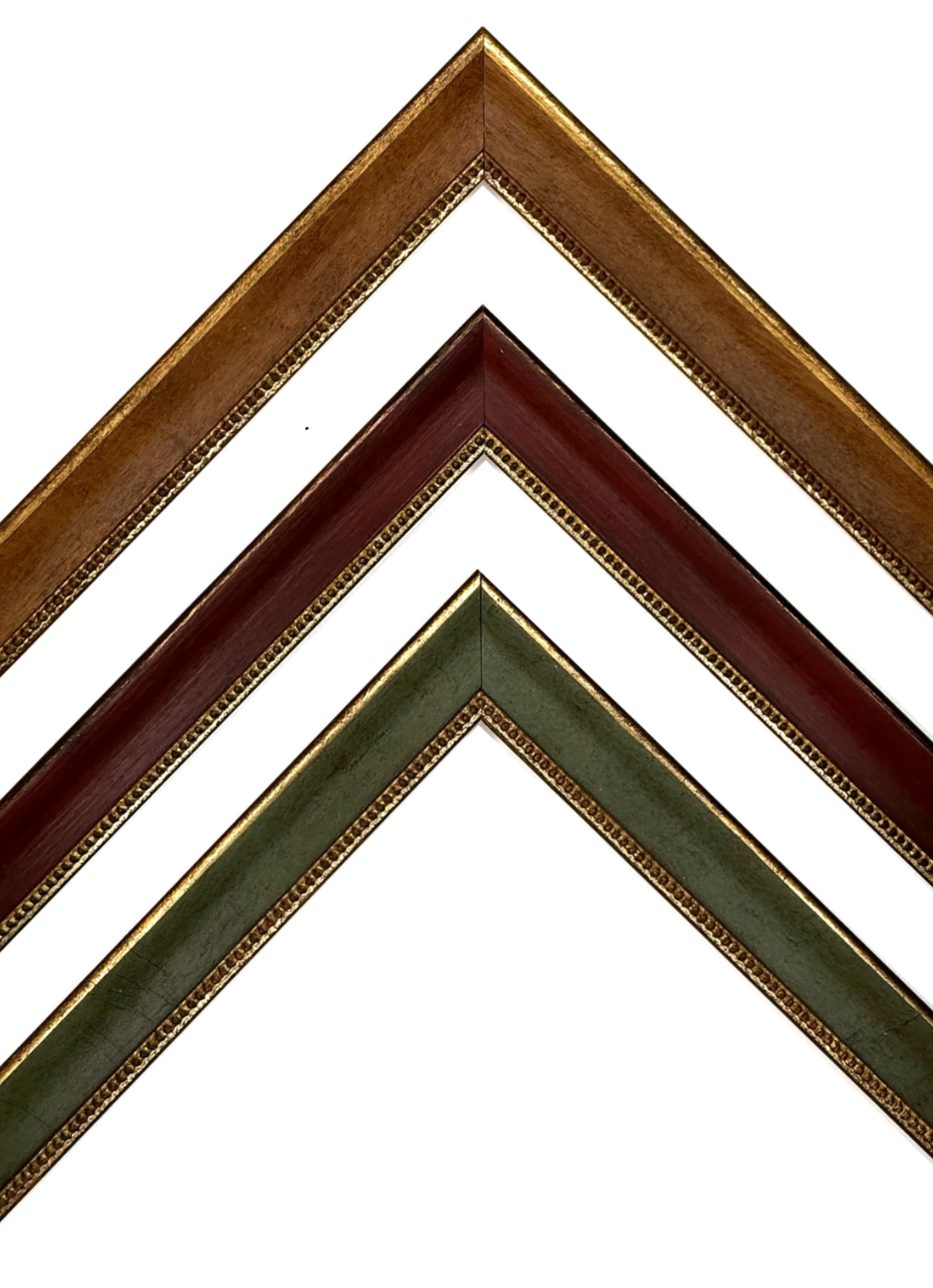 Classic wooden frame, pearl cord decorated, strip 22 mm wide, three decors to choose from. Tailored to measure.