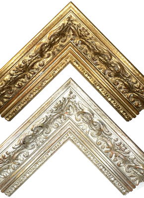 Classic picture frame with strongly decorated surface, 68 mm wide, two variants to choose from.  Tailored to measure.