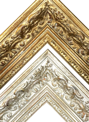 Classic picture frame with strongly decorated surface, 100 mm wide, two variants to choose from. Tailored to measure. Classic picture frame with strongly decorated surface, 100 mm wide, two variants to choose from. Tailored to measure.