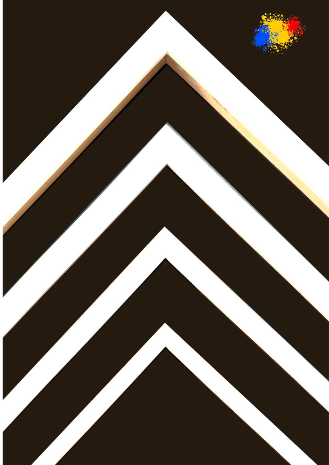 Picture frames, completely processed in own workshop. Simple, angular graphic bar, 12, 15 .20 mm wide, white or matt lacquered.  Tailored to measure.