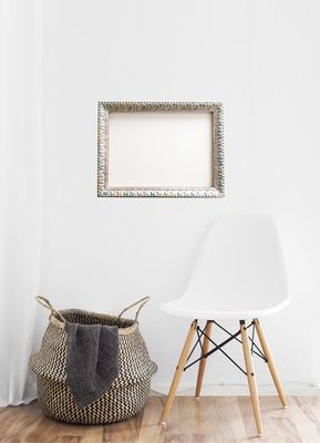 Handgefertigter Bilderrahmen, Silber auf buntem Untergrund. Passend für Bildgröße bis 39 x 55 cm