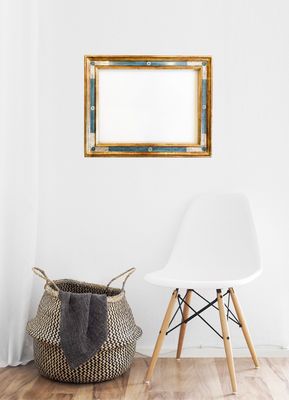 Bilderrahmen, teilvergoldet, handbemalt. Passend für Bildgröße bis 39 x 52 cm