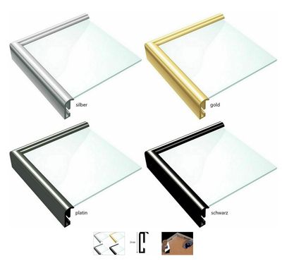 Hochwertiger Wechselrahmen, hochglänzend, rundes Profil, 4 Farbtöne, 32 Standardformate. Made in Germany.