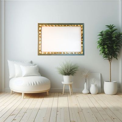 Klassischer Bilderrahmen, Wellenbandverziert, teilvergoldet. Passend für Bildgröße bis 60,6 x 93,3 cm