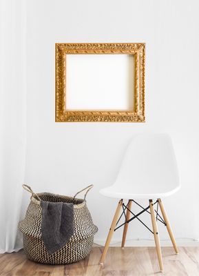 Bilderrahmen, verziert,  komplett Gold. Passend für Bildgröße bis 50 x 60 cm