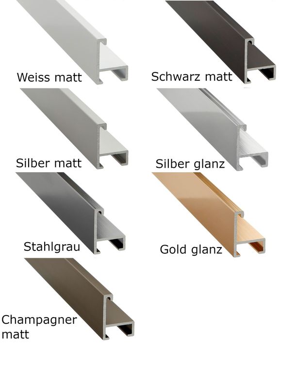 Alurahmen, eloxiert,  5 mm breit, 7 Farben zur Auswahl.
