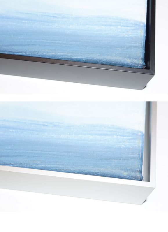 ARTBOX/Schattenfugenrahmen aus eloxiertem Aluminium, Sichtkante 5 mm breit, für extratiefe Keilrahmen (4 cm stark) sieben Farben zur Auswahl.