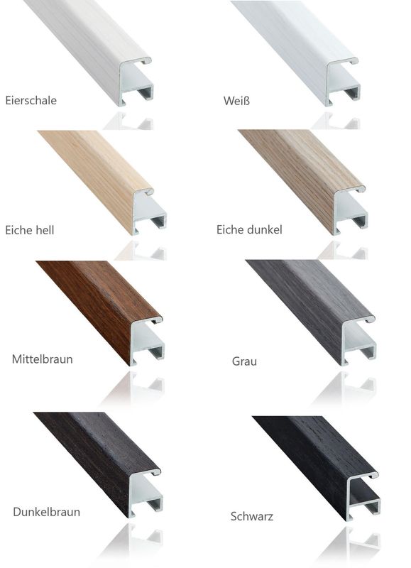 Alurahmen furniert, 15 mm breit, 8 Farben zur Auswahl, auf Maß zugeschnitten!