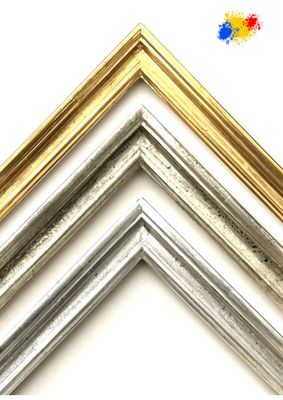 "Berliner Bar", 100 % hand-gilded in its own workshop. Classical profile, 34 mm wide, three variants to choose from.  Tailored to measure.