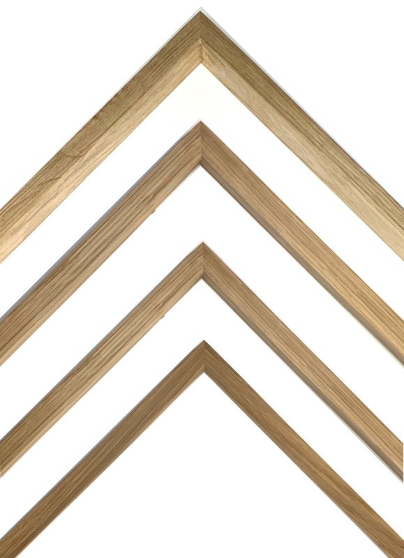 Picture frame made of solid oak wood, worked in our own workshop. Modern, angular graphics bar, 12, 15 , 20 mm wide, black matt lacquered.  Tailored to measure.