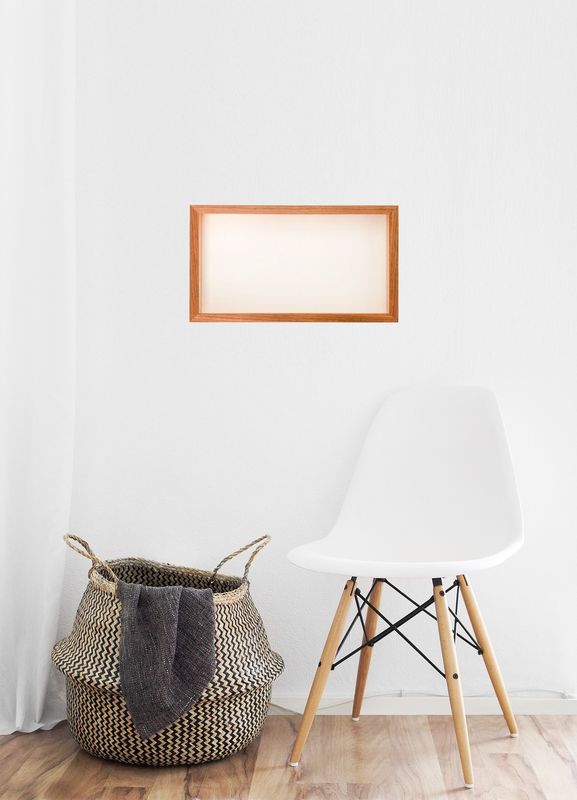 Objektrahmen aus Kiefernholz, mit Walnußholz furniert. Passend für Bildgröße bis 23 x 47 cm