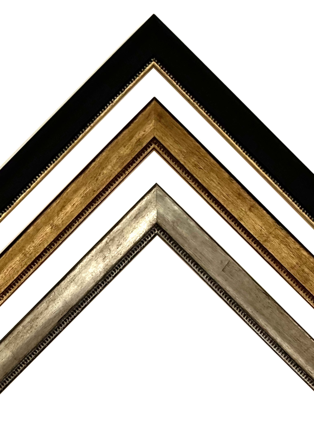Classic wooden frame, pearl cord decorated, strip 22 mm wide, three decors to choose from. Tailored to measure. Classic wooden frame, pearl cord decorated, strip 22 mm wide, three decors to choose from. Tailored to measure.