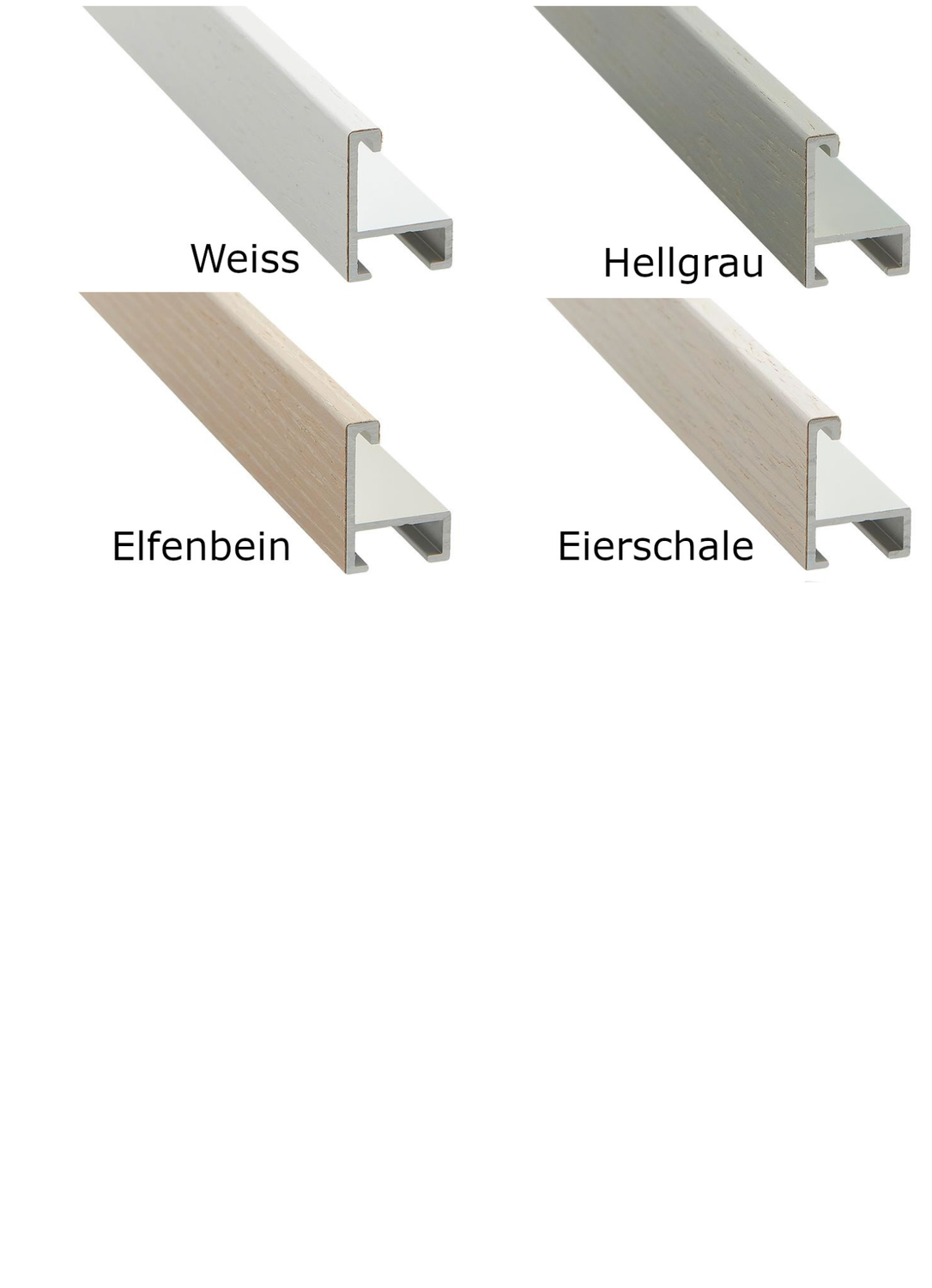 Alurahmen, furniert, hell eingefärbt, 5 mm breit, 4 Farben zur Auswahl.
