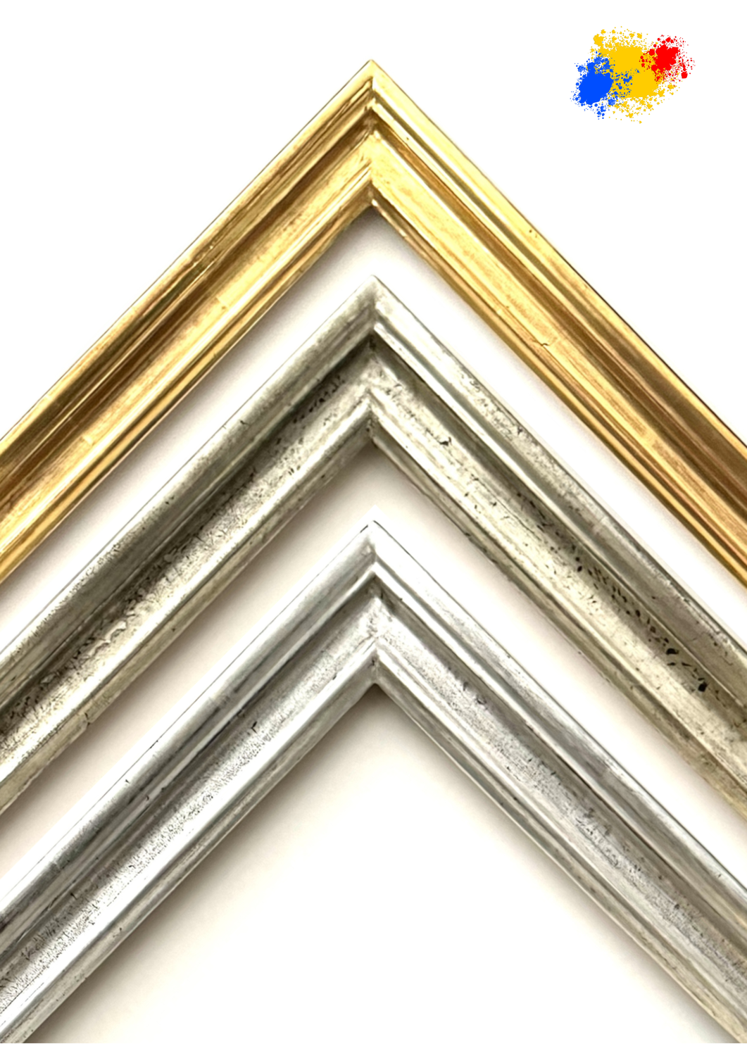 "Berliner Bar", 100 % hand-gilded in its own workshop. Classical profile, 34 mm wide, three variants to choose from. Tailored to measure.
