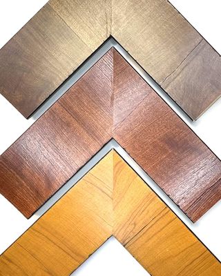 Picture frames, veneered with noble olive wood, for lovers of fine wood surfaces. Three bright colors to choose from. The strip is 70 mm wide. Tailored to measure. Picture frames, veneered with noble olive wood, for lovers of fine wood surfaces. Three bright colors to choose from. The strip is 70 mm wide. Tailored to measure.