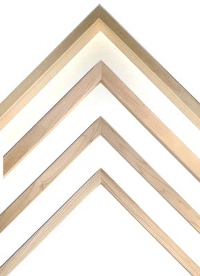 Picture frame made of solid maple wood, processed in our own workshop. Modern, angular graphics bar, 12, 15 , 20 mm wide, black matt lacquered.  Tailored to measure.