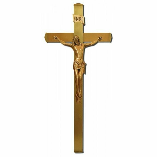 Cruz dorada con Cristo varios tamaños