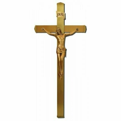 Cruz dorada con Cristo varios tamaños