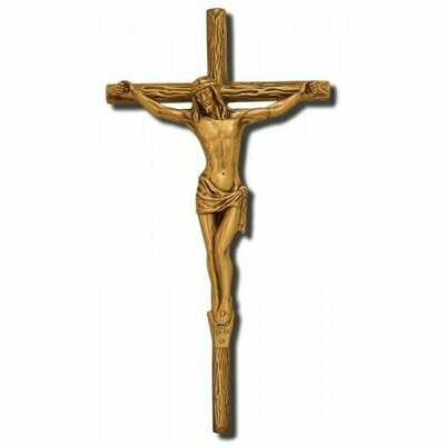 Cruz de tronco dorada con Cristo varios tamaños