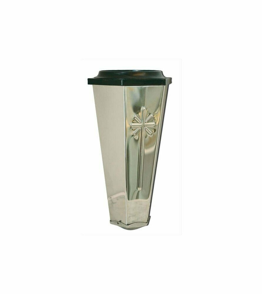 Jarrón inox grande con cruz