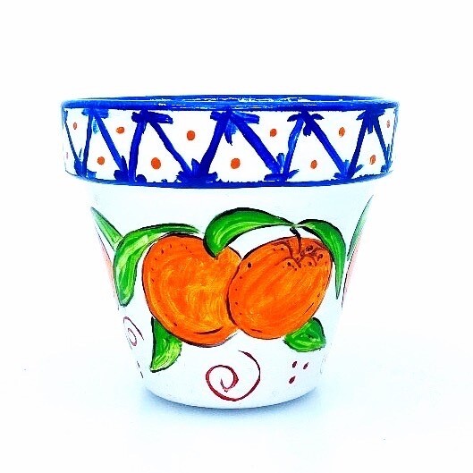 "Mandarini di Catania" ar rokām apgleznots keramikas puķu vai koku pods