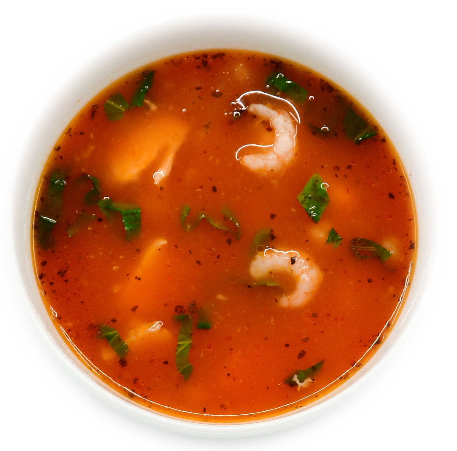 Salmon-shrimp soup with couscous