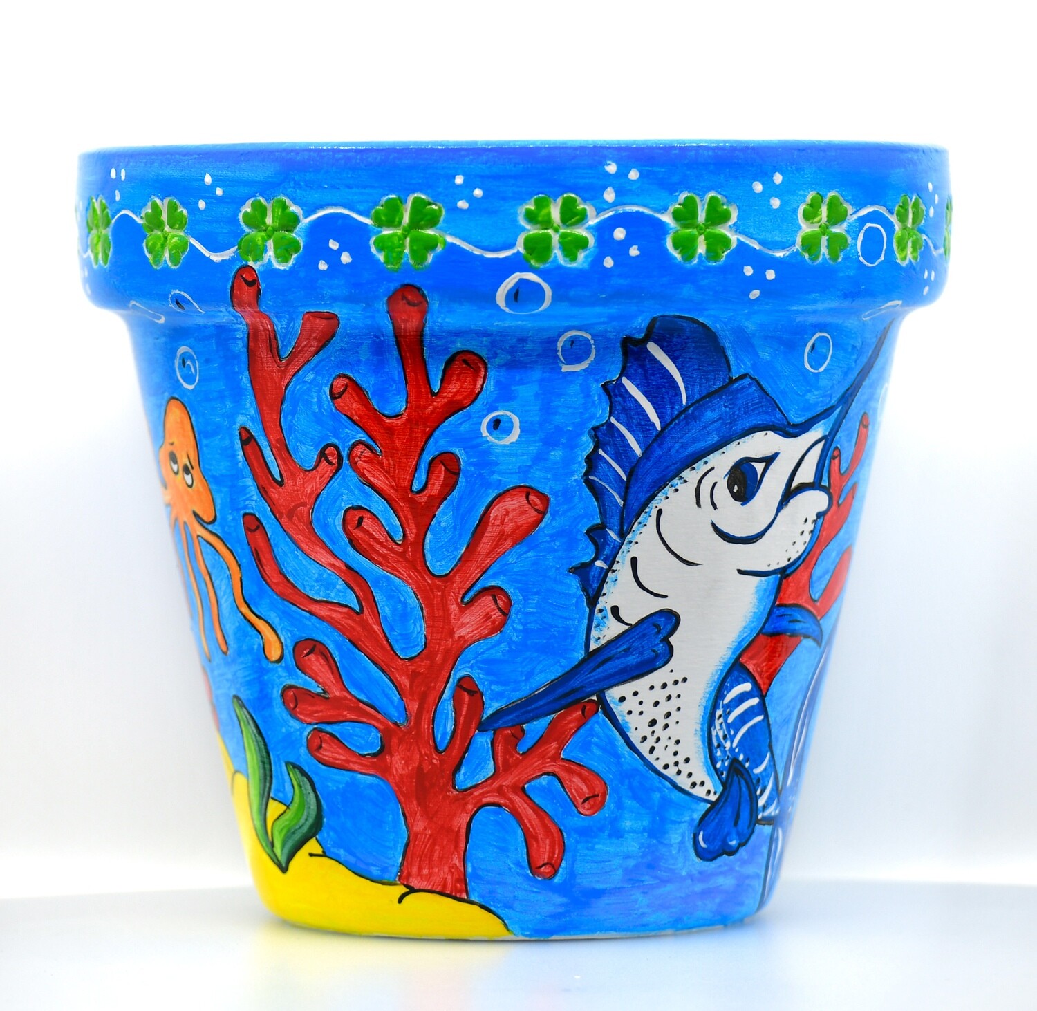 "Regno sottomarino" hand painted ceramic planter