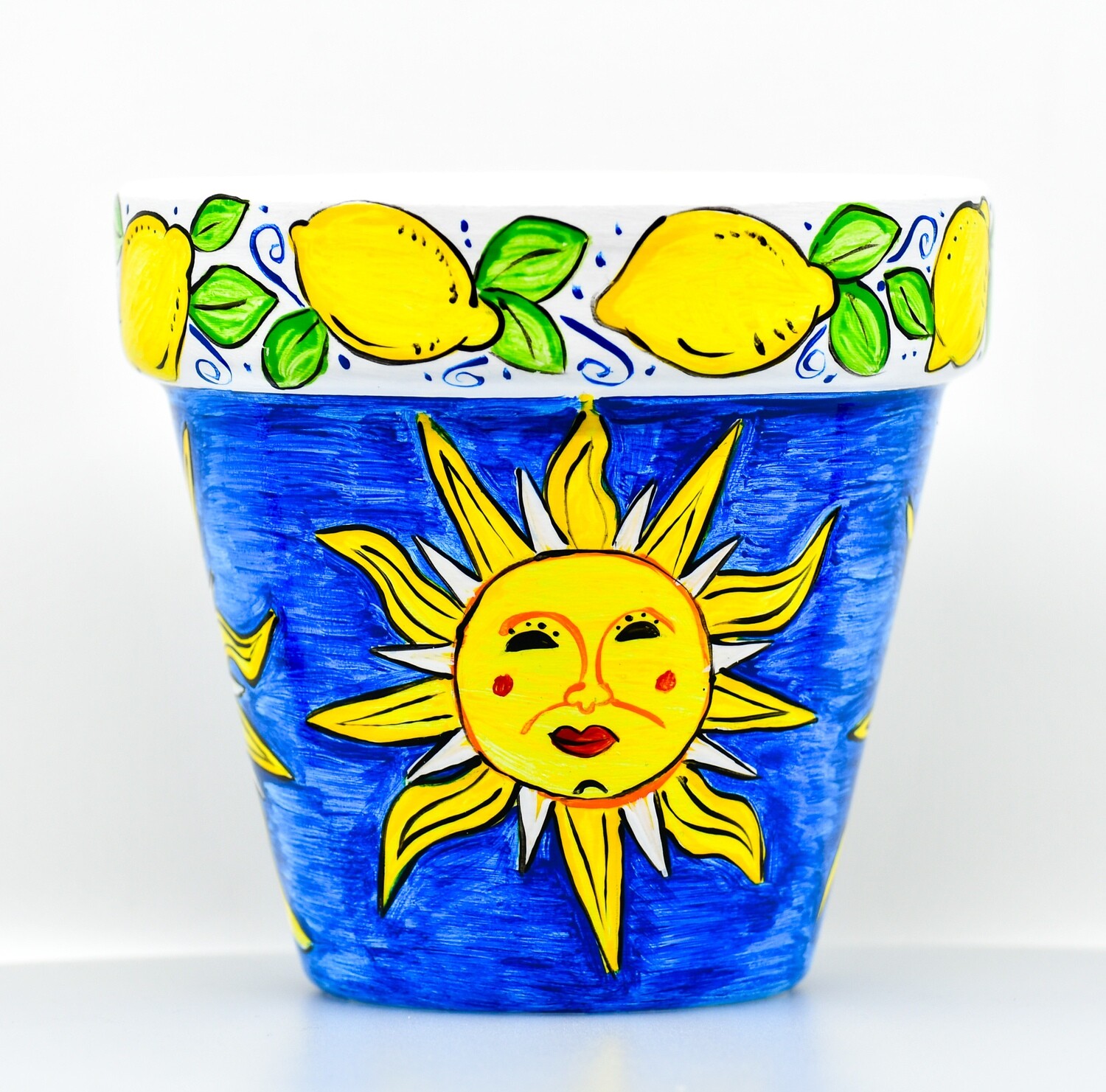 "Il sole di Sicilia" hand painted ceramic planter