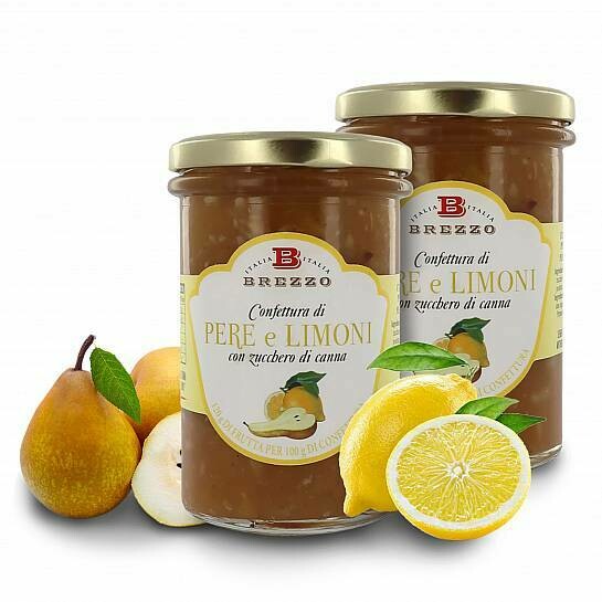 Pear and lemon (120 g fruits per 100 g of product) jam with cane sugar 350 gr.