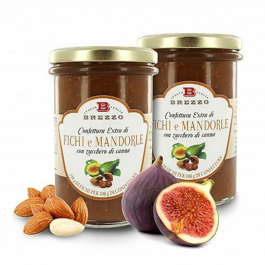 Fig and almonds (120 g fruits per 100 g of product) jam with cane sugar 350 gr.