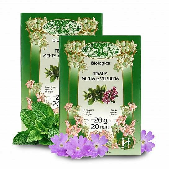 Peppermint and verbena herbal tea BIO 20 tea bags