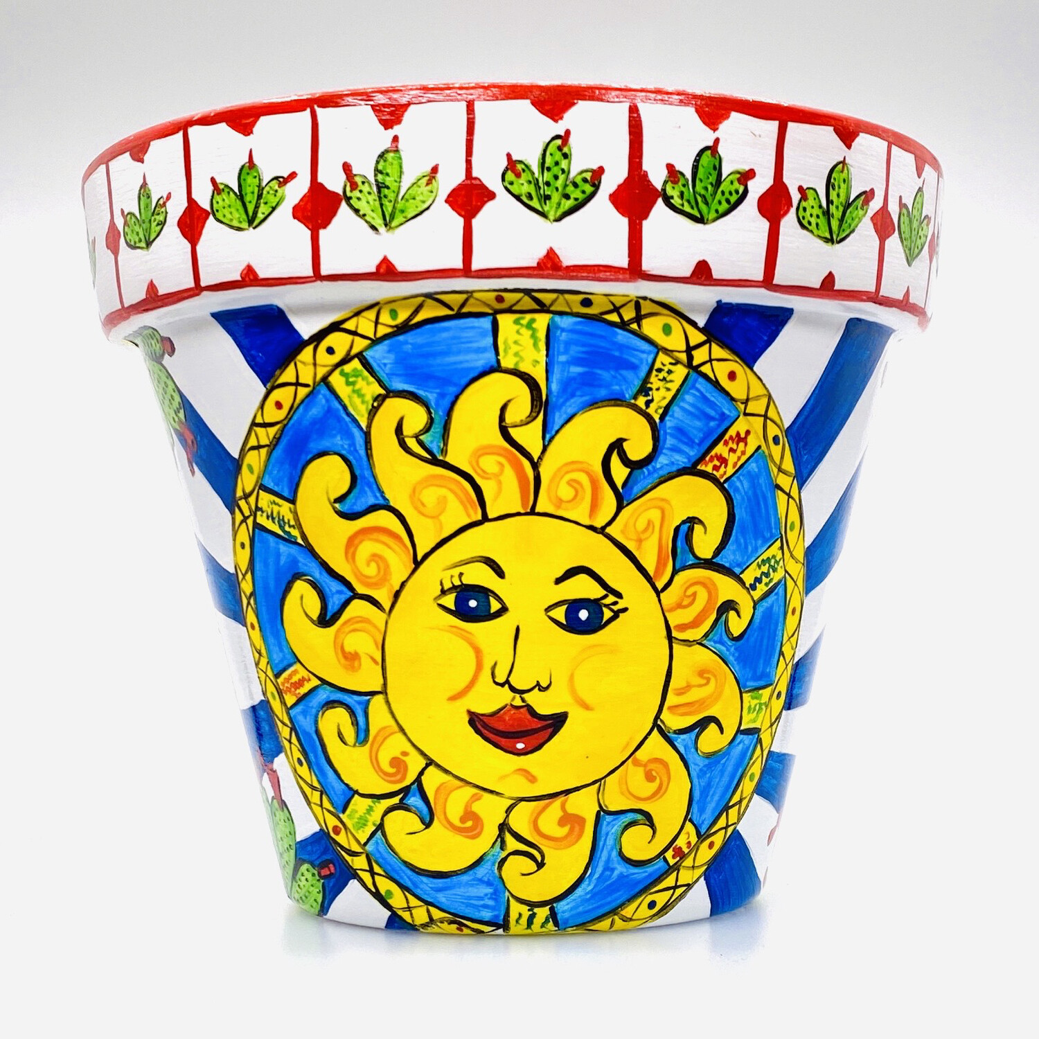 "New, 2021, Il sole di Sicilia" hand painted ceramic planter