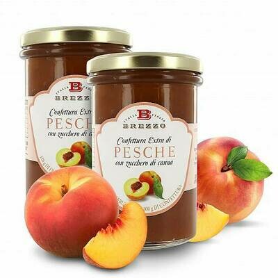 Peach (120 g fruits per 100 g of product) jam with cane sugar 350 gr.