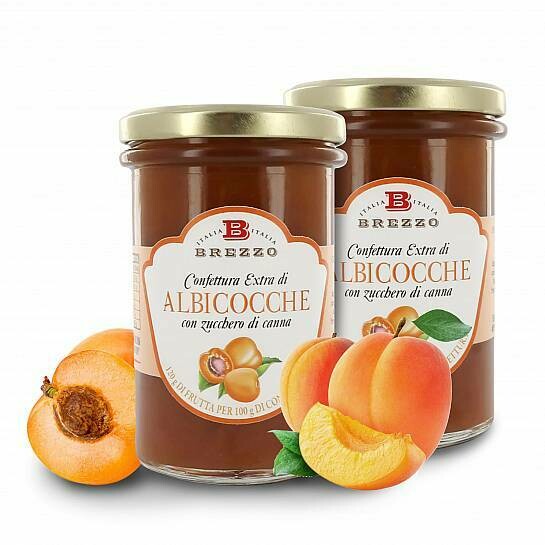 Apricot (120 g fruits per 100 g of product) jam with cane sugar 350 gr.
