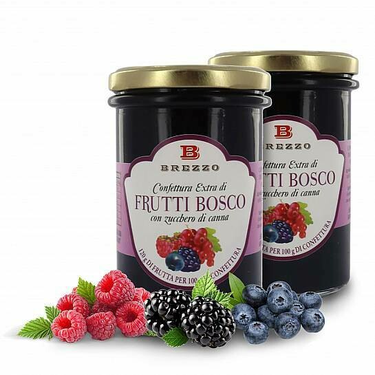 Forest berries (120 g fruits per 100 g of product) jam with cane sugar 350 gr.