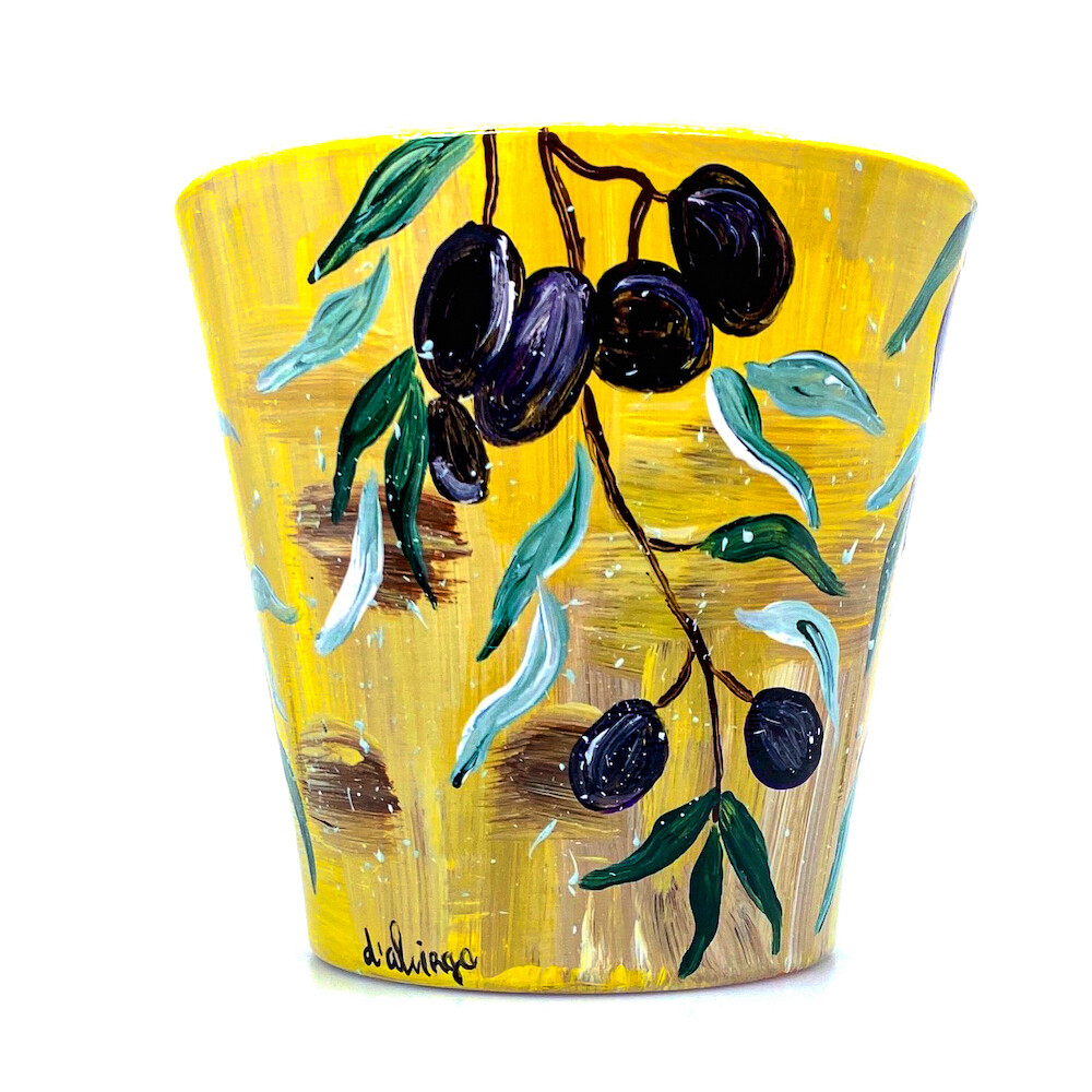 "Olive in oro e bronzo" hand painted ceramic planter
