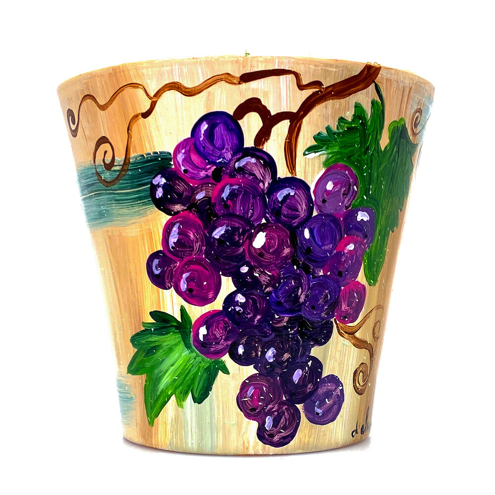 "New 2021, Uva in bronzo" hand painted ceramic planter