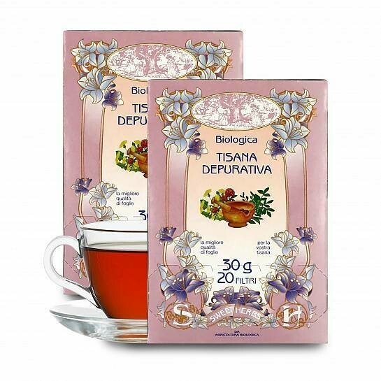 Purifying herbal tea with a draining effect, BIO in 20 sachets