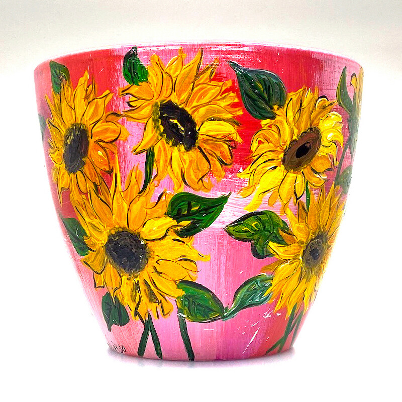 XXL 2021 "Girasoli di Puglia" hand painted ceramic flower / tree pot