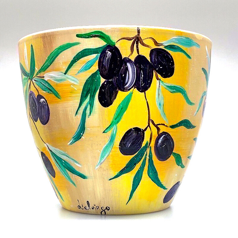 "Olive della Liguria" hand painted ceramic flower / tree pot